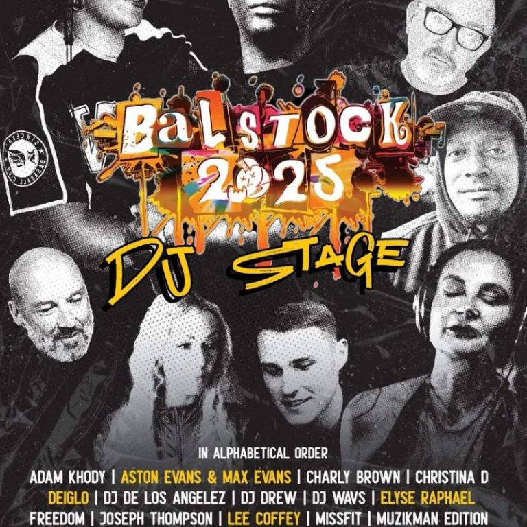 Balstock 2025 DJ Stage lineup Balstock 2025 DJ Stage lineup poster featuring headlining DJs